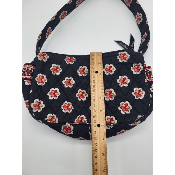 VERA BRADLEY Retired Pirouette Floral Black Purse Mini Hobo Handbag Cottagecore - Picture 4 of 7